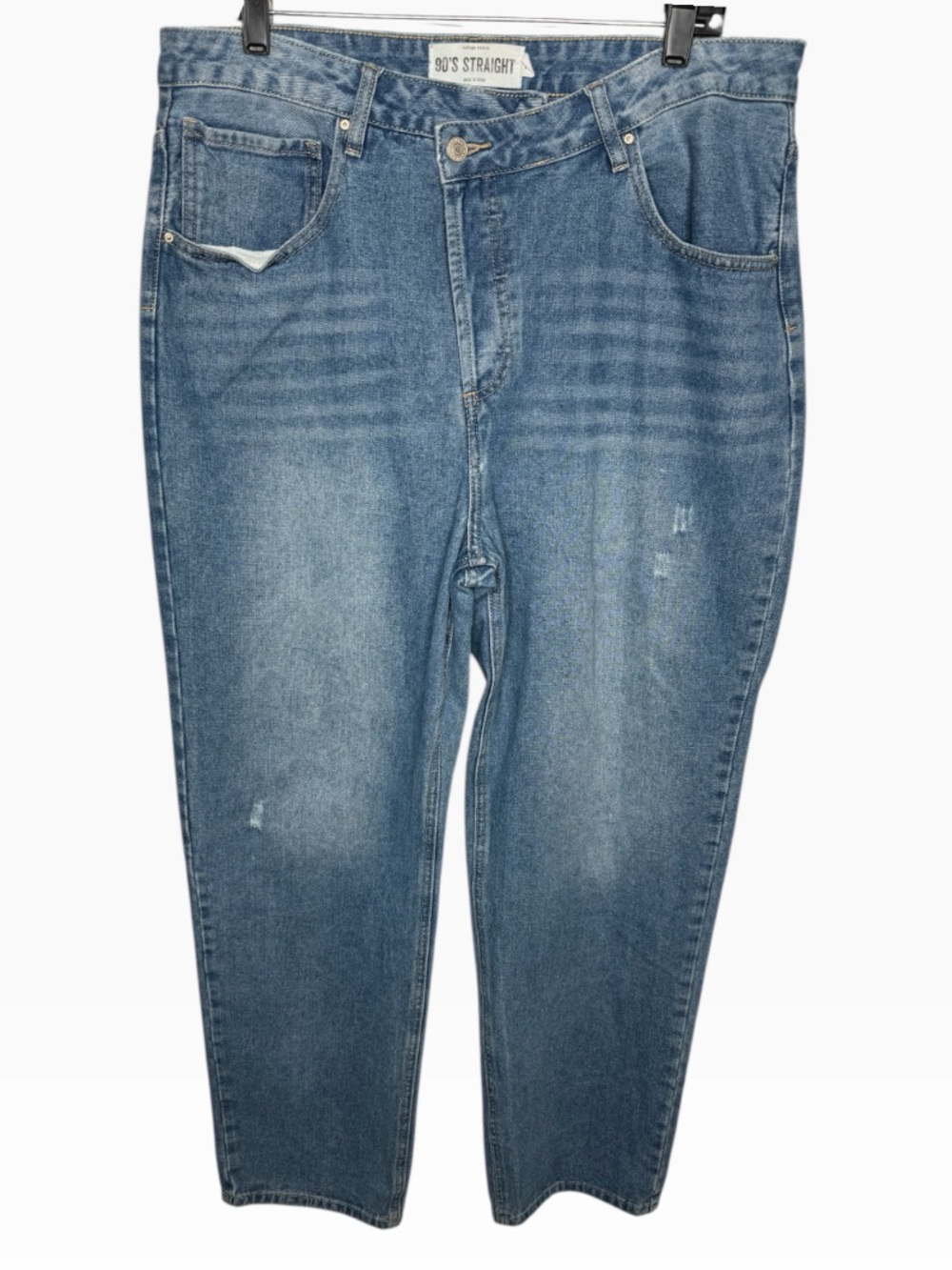 Refuge Denim 90's Straight High Rise Cross Waist button fly Jeans Size:11